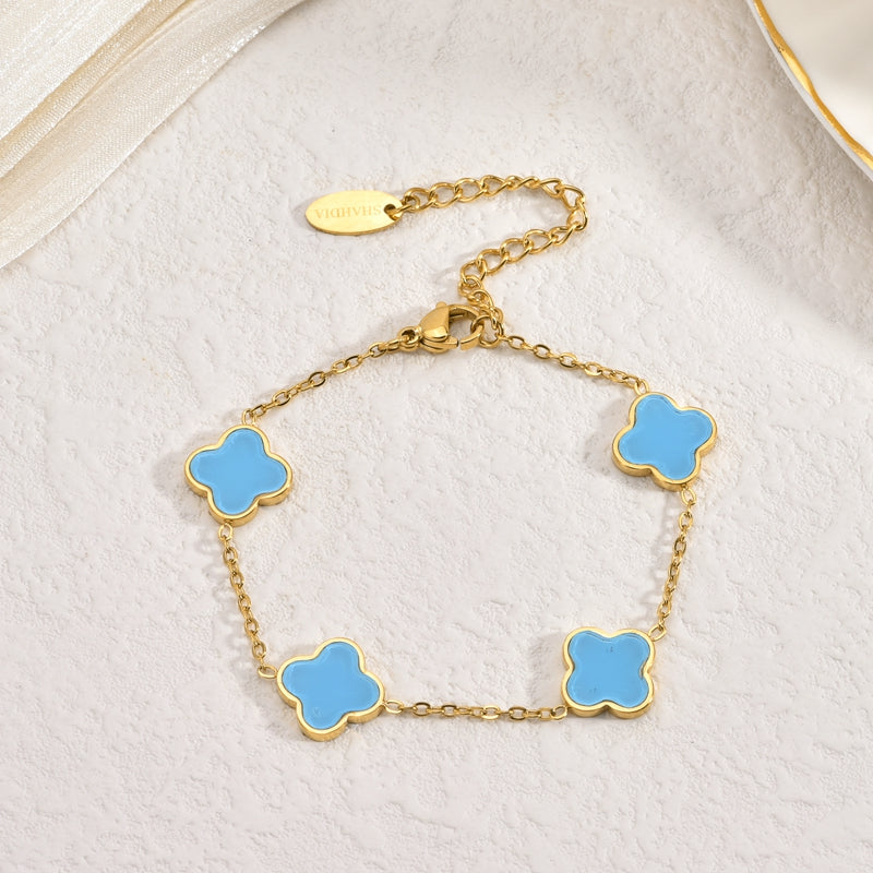 Kleeblatt Armband Blau