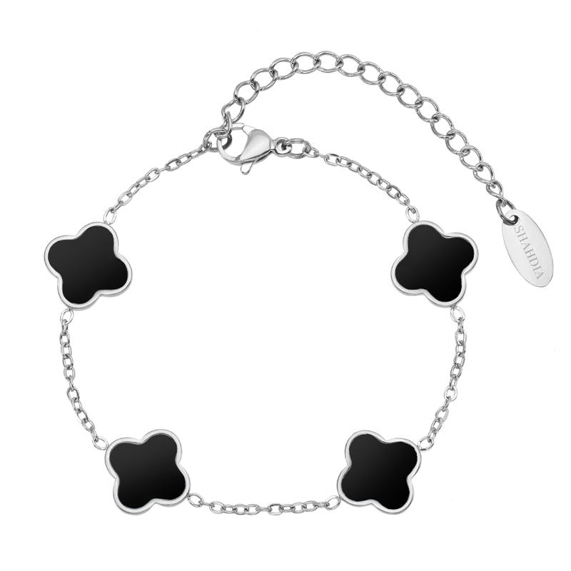 Kleeblatt Armband Schwarz - SHAHDIA