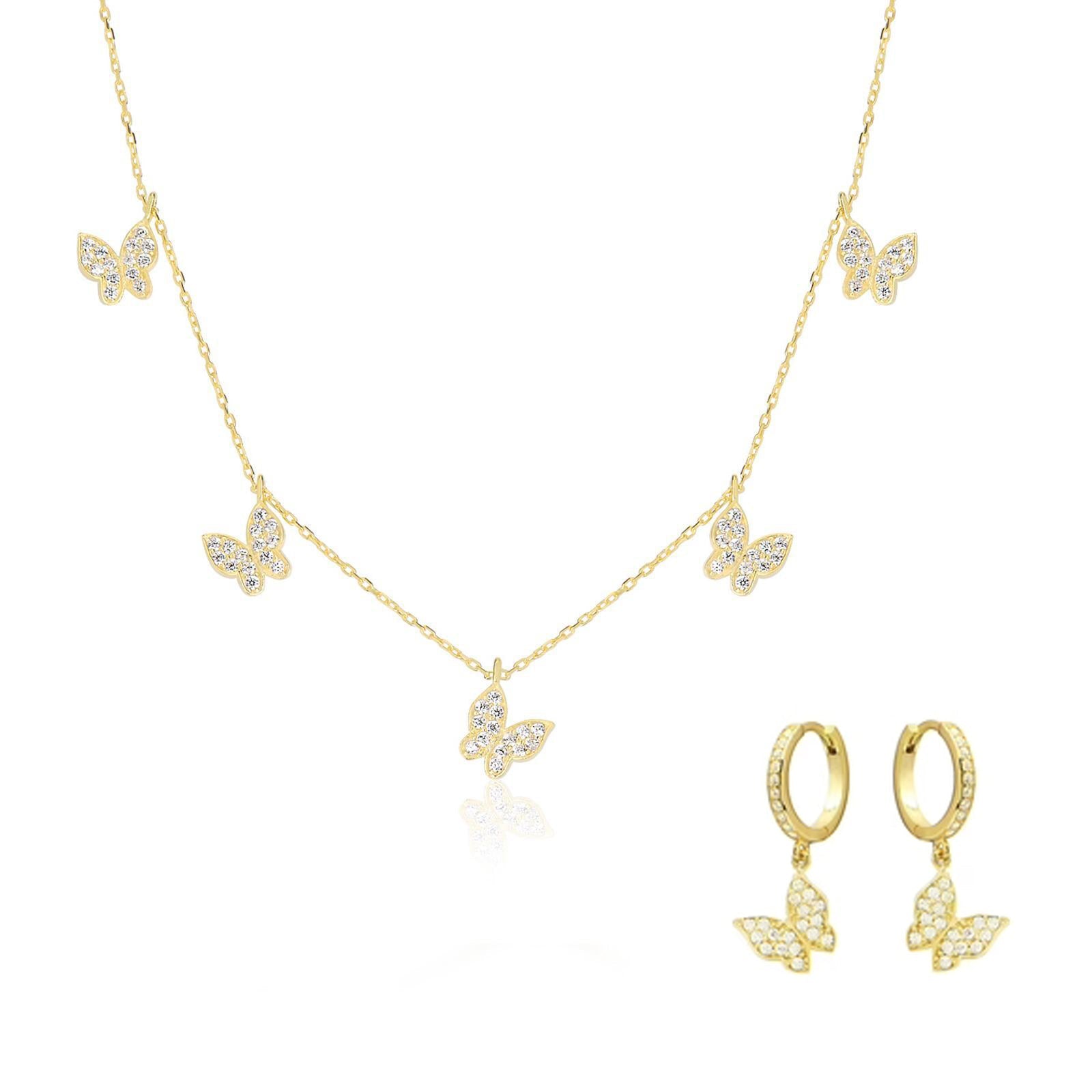 Butterfly Set Kette Ohrringe - SHAHDIA