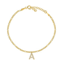 Lade das Bild in den Galerie-Viewer, Fußkette "Figaro" mit Buchstabe - SHAHDIA