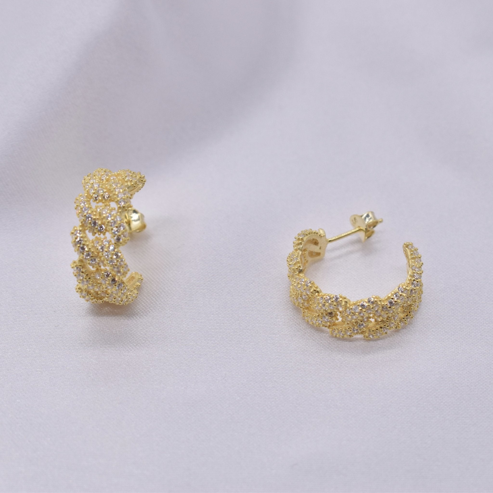 Braid earrings zircon - Tash Jeweler