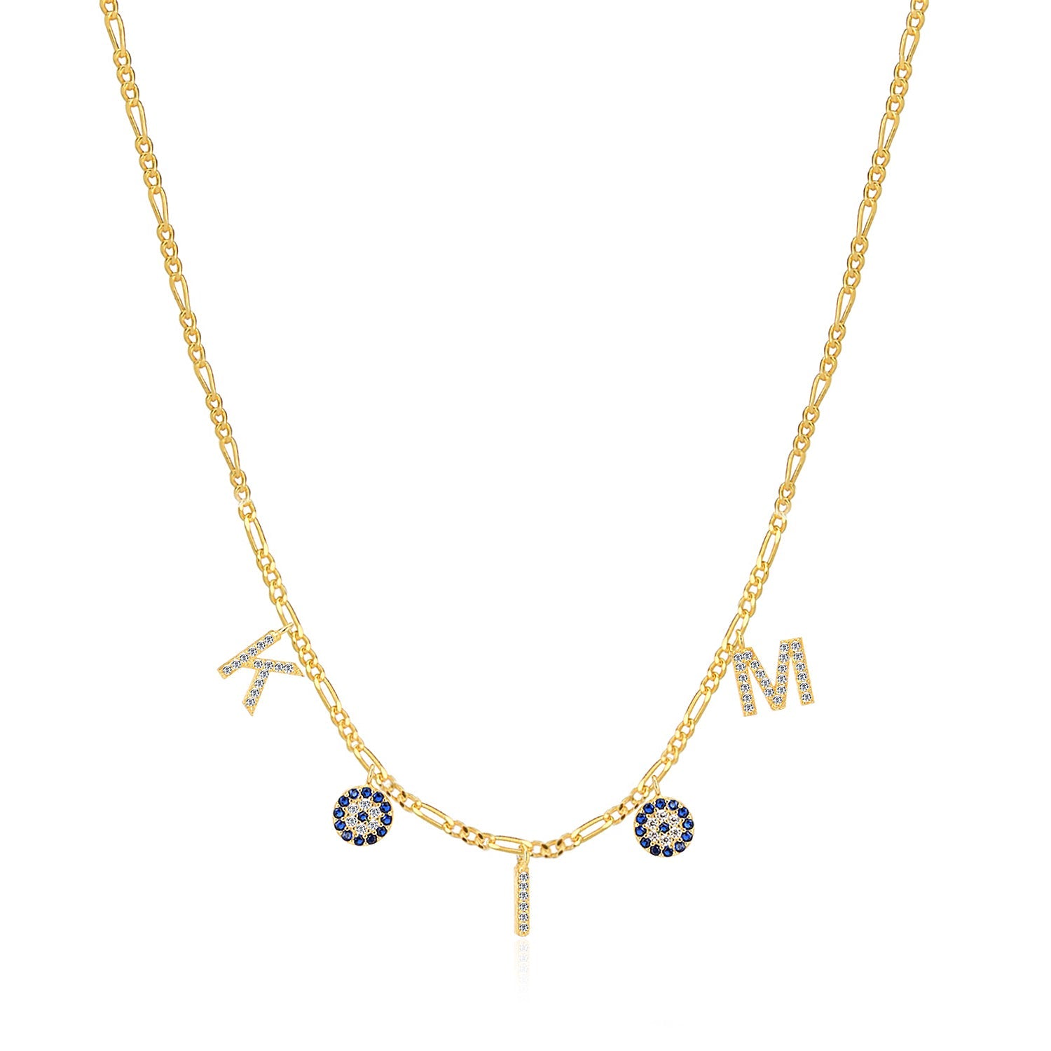 Namenskette Figaro Evil Eye - Shahdia